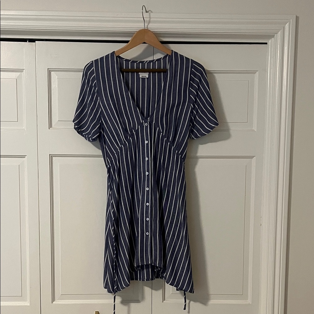 RVCA Navy and White Striped Mini Dress